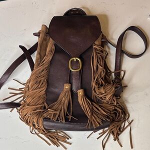Frye Clara Fringed Brown Suede Shoulder Bag